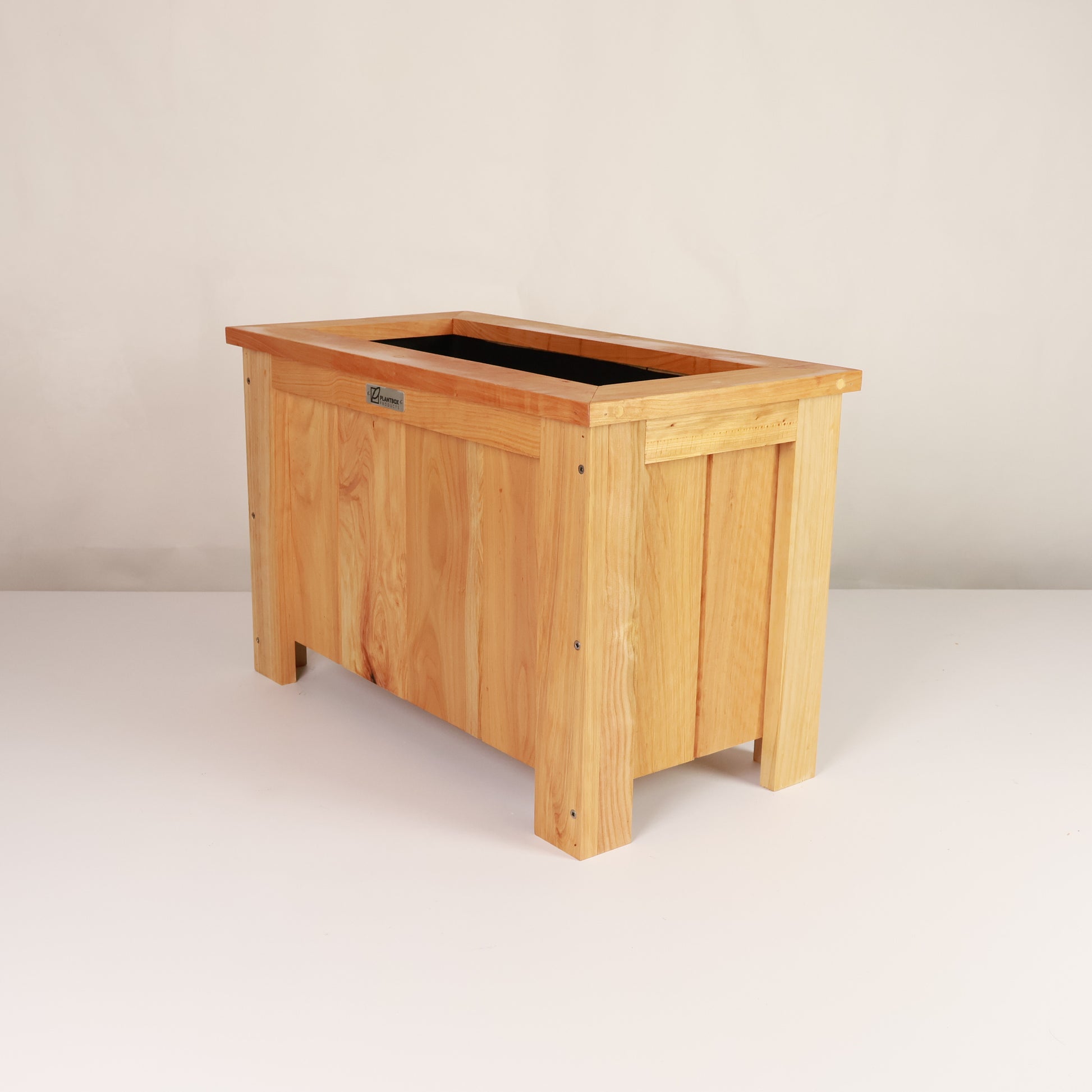 Macrocarpa timber. Modern, large, black coloured outdoor planter box, chemical free. 