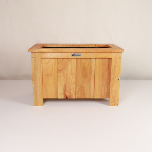 Macrocarpa timber. Modern, large, natural finish outdoor planter box, chemical free. 