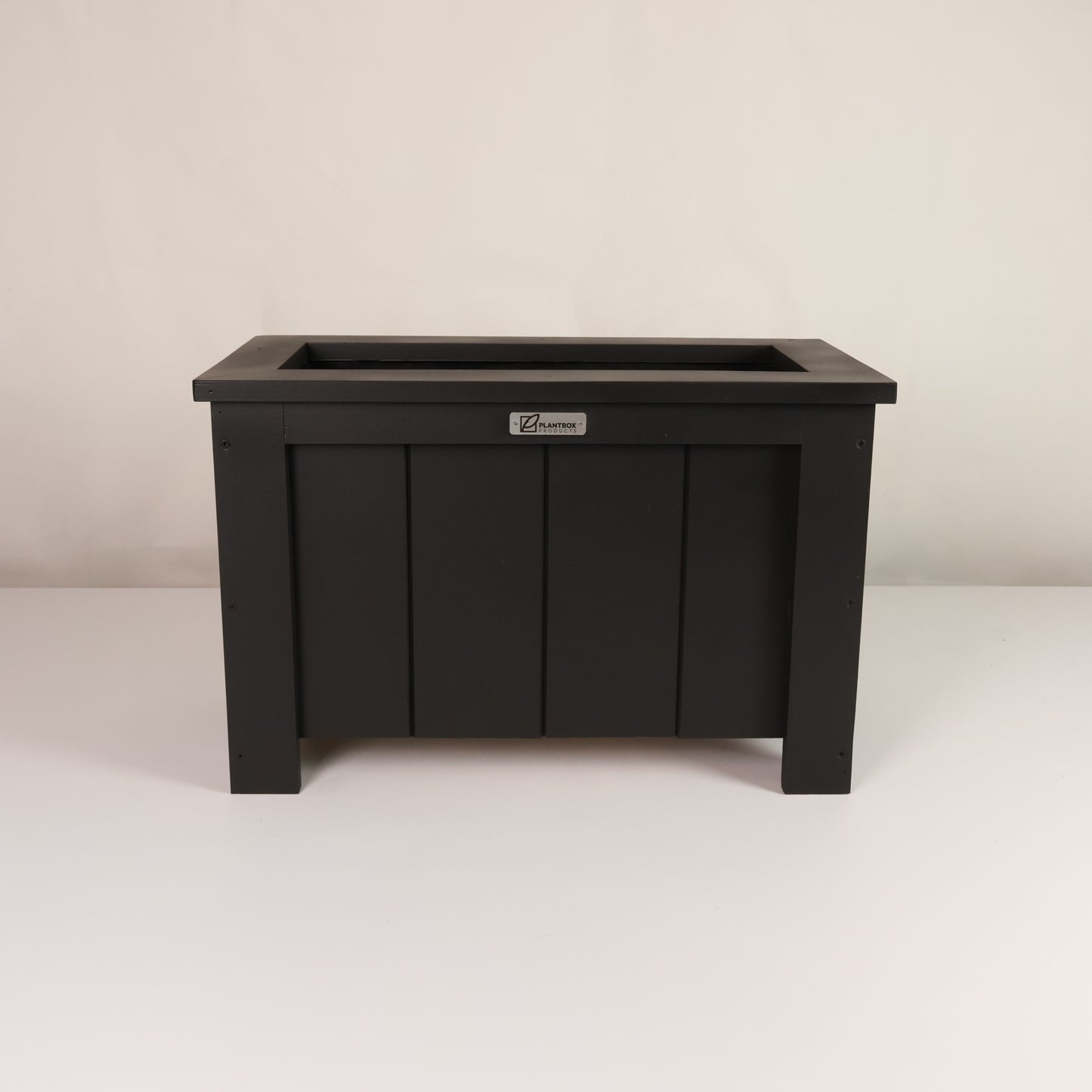Macrocarpa timber. Modern, large, black coloured outdoor planter box, chemical free. 
