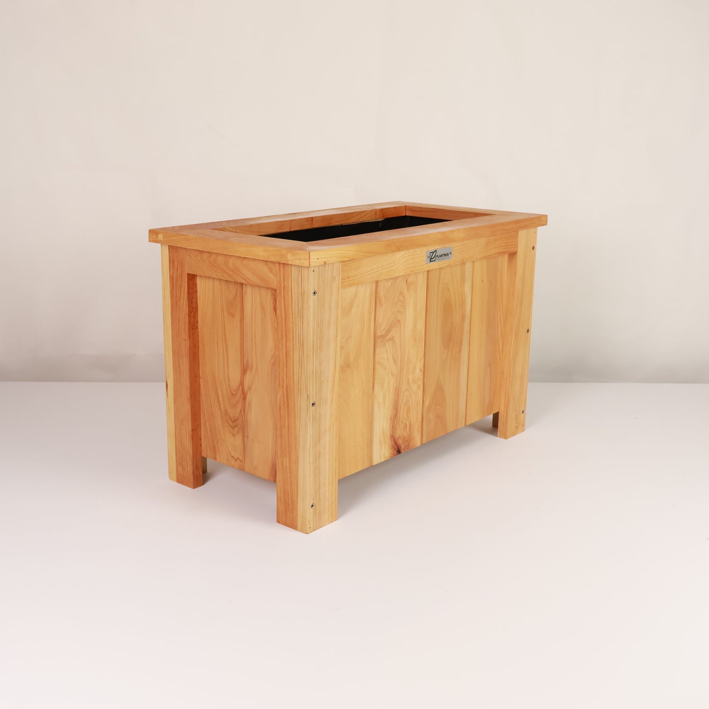 Macrocarpa timber. Modern, large, natural coloured outdoor planter box, chemical free. 